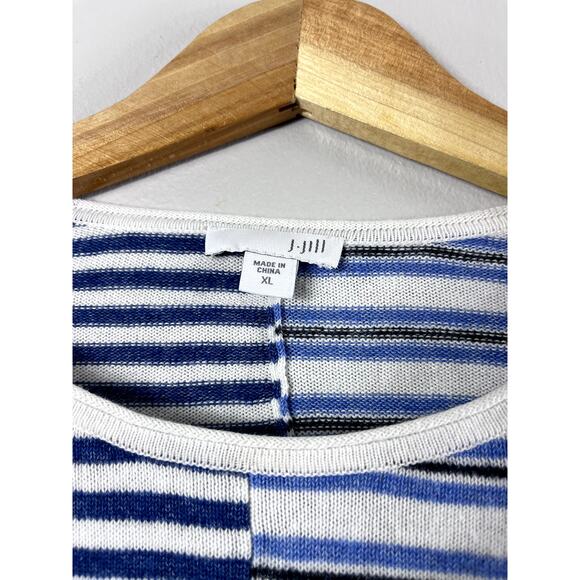 Blue and Red Stripe j,jill Sweater XL - Picture 3 of 6